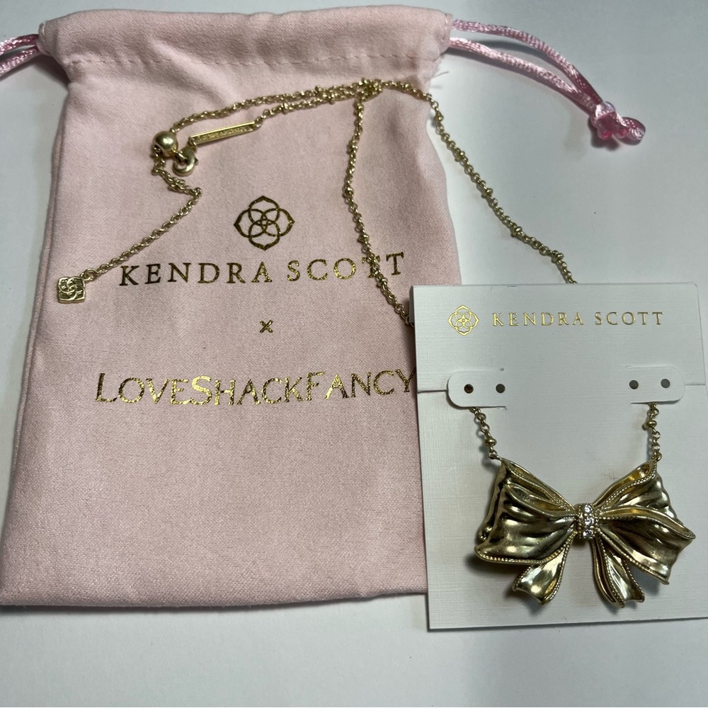 LoveShackFancy Gold Bow Necklace